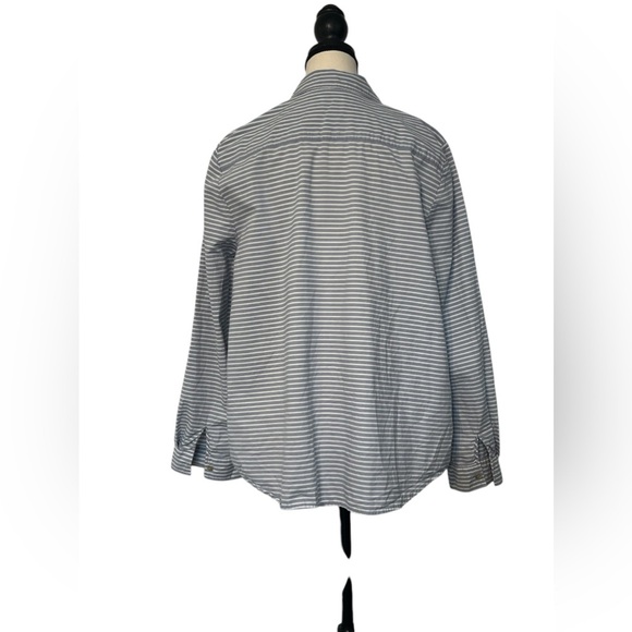 Chico’s Women’s size XL/16 Blue & White Striped button down long sleeve shirt - Picture 4 of 9
